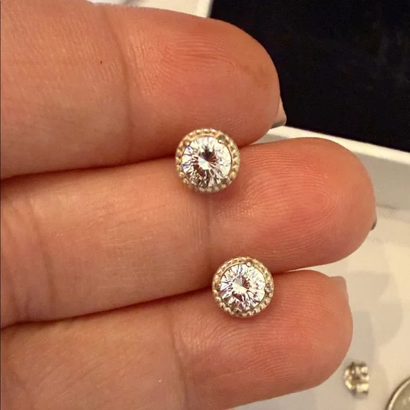 EUC Pandora Silver Earrings with Clear Stones - Picture 5 of 11